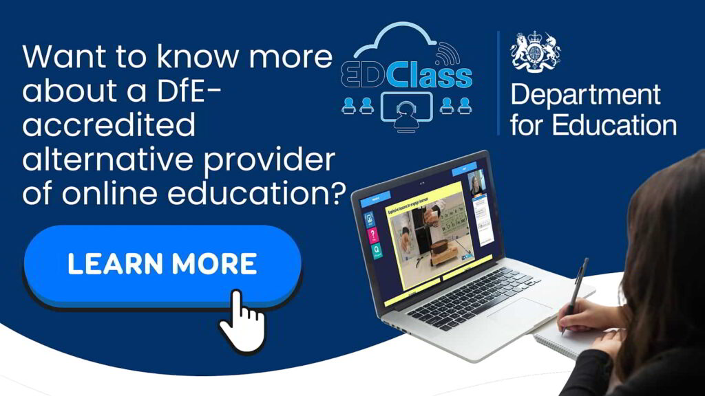 EDClass DfE-accredited alternative provider of online education call to action image 